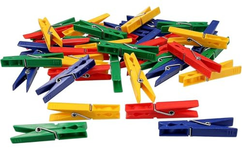 Wäscheklammern Kunststoff für Wäscheleine Bunt Farbig Gelb Grün Blau Rot Stabil rutschfest Wetterfest Klammern Set 20-Stück