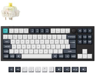 Keychron Q3 Max Wireless Custom Mechanical Keyboard, Full Aluminum Programmable Knob 2.4 GHz Bluetooth TKL Layout RGB with Hot-swappable Gateron Jupiter Banana Switch for Mac Windows Linux - UK Layout