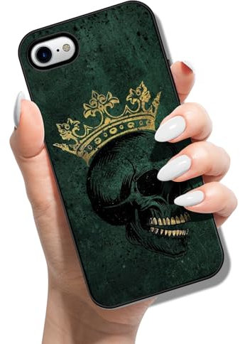 Printed Phone Case for iPhone SE (2022) / SE 2020/8 / 7 Soft TPU Bumper Silicone Protective Back Cover with Pattern Design for Girls Boys - Skeleton Crown