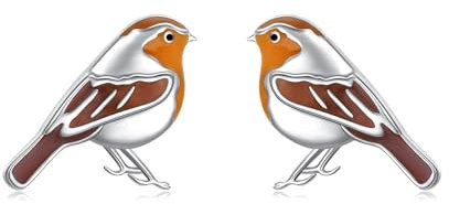 Rotkehlchen Ohrstecker 925 Sterling Silber Niedliche Tier Vogel Ohrringe Rotkehlchen Schmuck Geschenke für Frauen Vogel Liebhaber