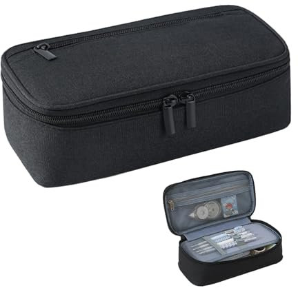 Funmo Federmäppchen Mäppchen Federmappe groß mit 3 Fächern Federtasche Teenager Pencil Case Schlamppermäppchen für Schule Büro mit Tragegriff (Schwarz)