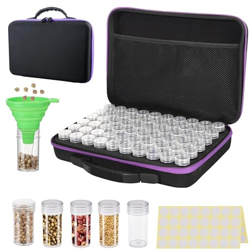 BORDEAG Saatgut Aufbewahrungsbox,60 Slots Samen Organizer,Slots Saatgut Aufbewahrung Mit Trichter Und Label Aufklebe,Seed Storage Organizer Für Blumen Gemüse,Gemüsesamen