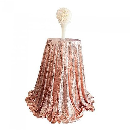 Ciieeo Runde Tischdecke mit Pailletten 120 X 180 cm für Hochzeiten und Hotels Leicht Zu Reinigen Polyester