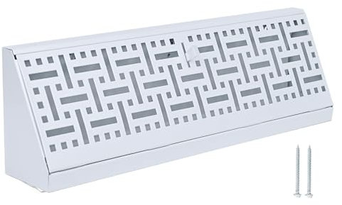 Flowild 15 Inch Baseboard Register (Duct Opening Size) - Wicker Design Baseboard Vent Covers for Home Floor Wall - Easy Adjust Air Supply Lever Floor Baseboard Diffuser (White)