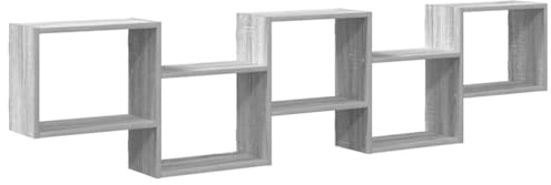 vidaXL Wall Cube Shelf 5 Compartments Grey Sonoma Engineered Wood