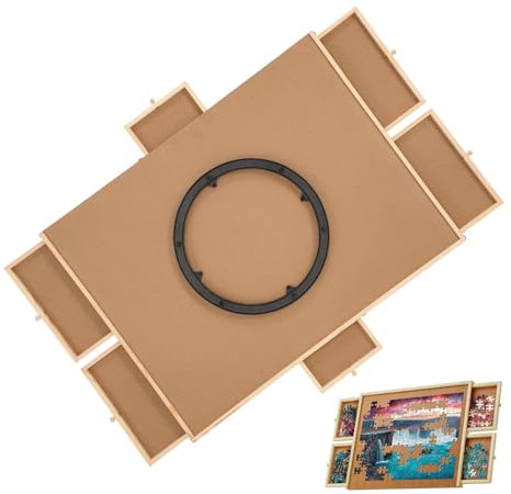 Dtaigou 1000 Piece Rotating Jigsaw Puzzle Board,Rotating Puzzle Board,rotating Puzzle Board With Drawers,Wooden Jigsaw Puzzle Table For Adults And Kids