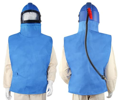 Cappuccio per Sabbiatura, Scialle in Tela per Sabbiatrice Maschera Protettiva Cappuccio Antipolvere Casco per Sabbiatrice per Spruzzatura Levigatura Taglio, Verniciatura
