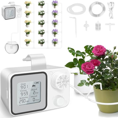 Système d'irrigation automatique d'intérieur pour plantes de jardin, Kit Arrosage Automatique avec Tuyau de 15M, Arrosage Goutte à Goutte pour Plate-Bandes, terrasse, Jardin ou Plantes