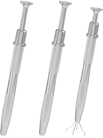 Cjueiom 3Pcs Piercing Ball Grabber Tool, Silver | 4 Claw Grabber, Pearl Grabber, For Tiny Piercing Ball Jewel Gem Bead, For IC Chip Electronic Components