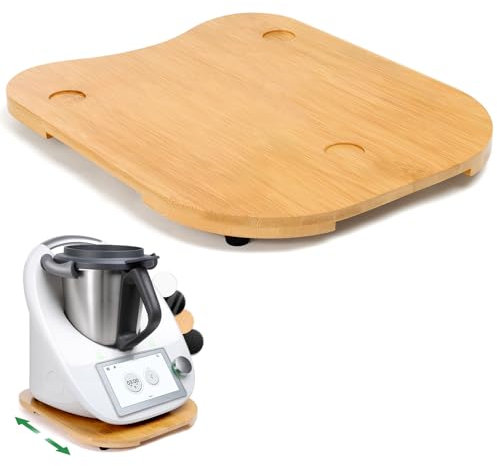 Inwee Base Scorrevole per Bimby TM6 TM5, Tavola in Bambù per Bimby con Rotelle,Tavola Scorrevole Facile da Spostare - Legno di Bambù