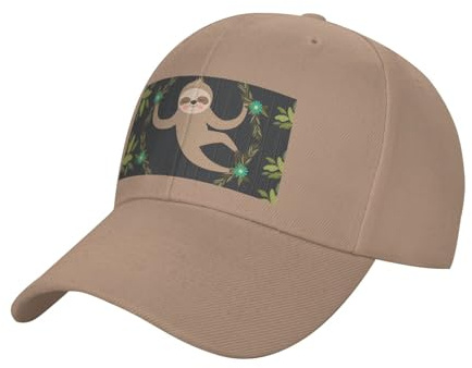 FZGGWYHL Baseballkappe mit Faultier-Druck, leger, verstellbar, Sandwich-Kappe, natur, 4-8