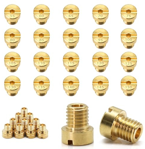 INNAL 20 Pcs Gicleurs Principaux,M5 Gicleur Principal de Carburateur,Buses de Carburateur Taille 55,60,65,70,75,80,85,90,95,100,105,110,115,120,125,130,135,140,145,150 pour Carburateur Dellorto PHBG