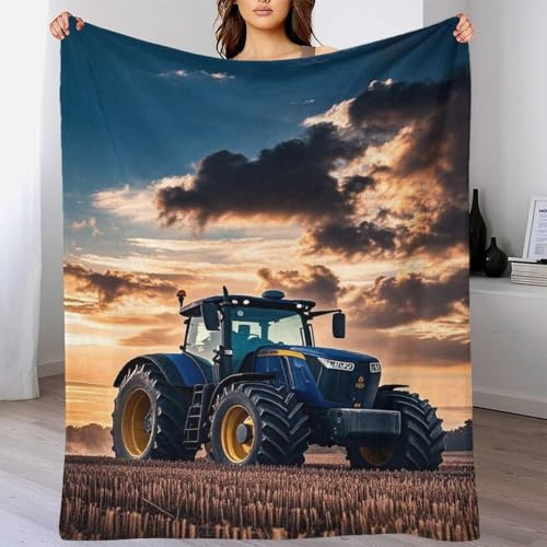 LILIlaobiao FT Traktor Sofadecke Kuschelig, Dicke Weiche Kuscheldecke 50x60inch(127x152cm) Blanket Wohndecken, Comfort Johndeer Design Kuschelige Decke Sofa Flauschige Decke Für Sofa