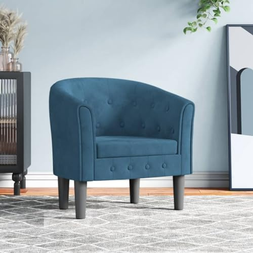 KTHLBRH Sessel aus Samt, Dunkelblau, moderner Sessel aus weichem Samt, für Wohnzimmer und Schlafzimmer, robuste und bequeme Struktur