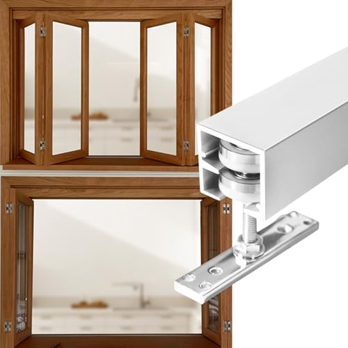 Rail Porte Coulissante Kit de Quincaillerie pour Panneaux de Portes de Grange Coulissantes(160cm(63in) For 4 Doors)