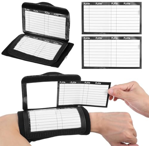 DOPENSPI Football Wrist Playbook mit 2 Papierkarte, Fußballspiel Armbänder | Schwarz Wiederverwendbar Trainer Wrist Playbook für Verschiedene Sportarten