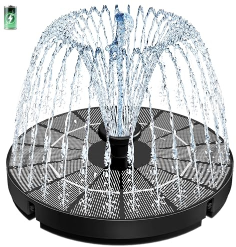 SZMP 3.5W Solar Springbrunnen Solar Teichpumpe mit Solar Panel, 2026 Upgrade Eingebaute 2000mAh Batterie Wasserpumpe Solar Schwimmender Fontäne Pumpe mit 8 Düse & 4 Fixer für Garten, Vogel-Bad, Teich