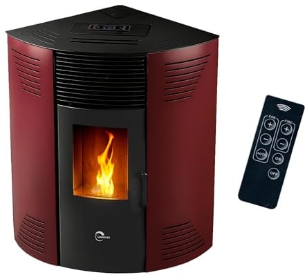 SANNOVER Eckpelletofen Iseos 12,2 kW wasserdicht Bordeaux