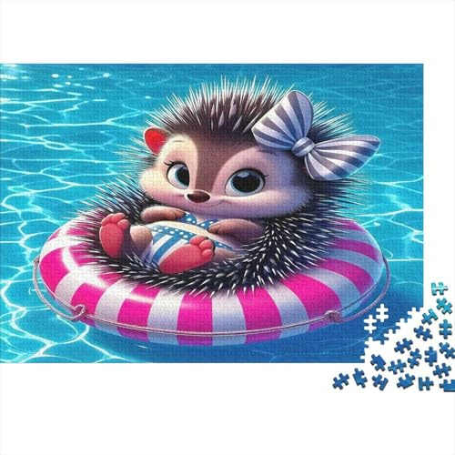 Igel-Puzzle für Erwachsene, Igel auf Schwimmring, spaßiges und herausforderndes Familienspiel, 1000 Teile, 38x26 cm/1000 Teile