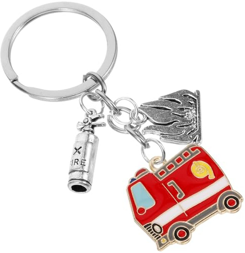 LALADEFIEE Stabiler Feuerwehr Schlüsselanhänger aus Zinklegierung mit Einzigartigem Design Silberfarben als Dekorativer Anhänger für Taschen und Schlüssel