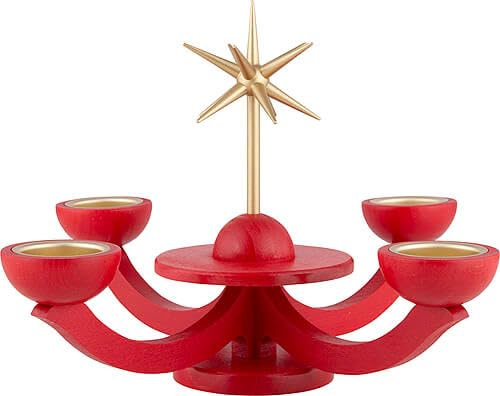 Adventsleuchter rot, mit Teelichthalter ohne Engel - 31x31 cm