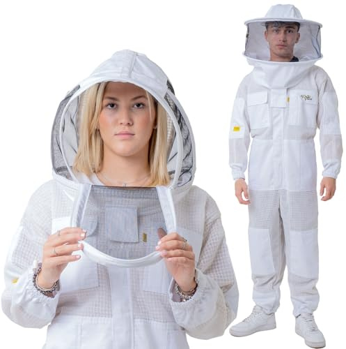 OZ ARMOUR Three Layer Mesh Ventilated Beekeeping Suit, Beekeeper Suit with Fencing & Round Brim Hat