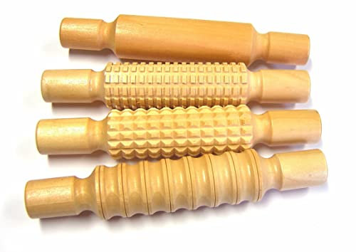 Major Brushes Wooden Rolling Pins - Pack of 4