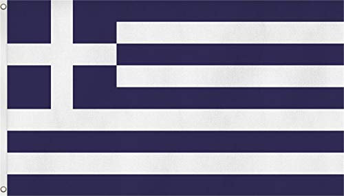 Flagge - Fahne - Hissfahne mit zwei Metallösen zur Befestigung und zum Hissen - Größe 90 x 150 cm wetterfest Farbe Griechenland