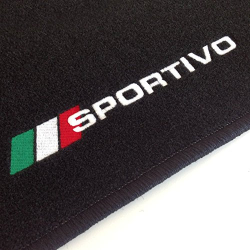 Autoteppich-Stylers SPORTIVO000056 Passgenaue Fußmatten mit Stick Italien Flagge + Sportivo und Rand in Schwarz