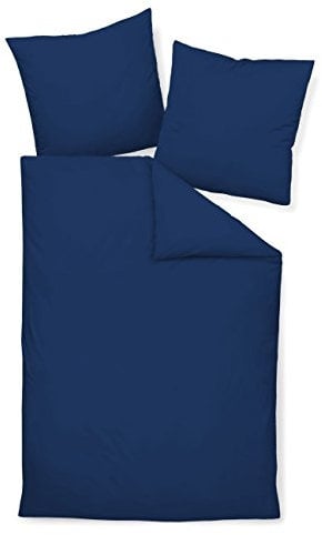 Janine Mako Satin Bettwäsche Uni Colors 135 x 200 cm Marine