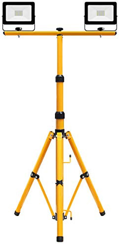 IP65 30w LED Twin Floodlight Tripod Stand for Job Site Lighting 2 Mount Retractable Frame TRI021703