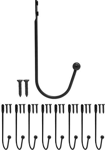 Fuxxer Lot de 8 crochets en forme de crochet pour porte-manteau avec vis Noir 95 x 45 mm