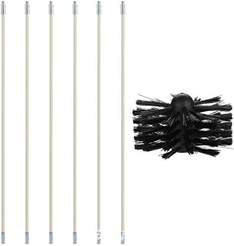 Dryer Duct Cleaning Kit, Chimney Boiler Nylon Brush Bendable Pipe Cleaner Brush to Clean The Tubular Inner Wall of The Chimney, Oil-Smoke Machine, Dryer Pipe, Boiler,Stove (6 Rods)