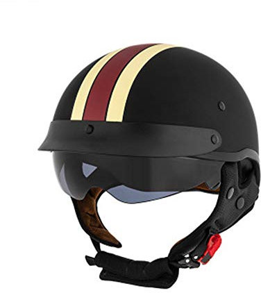 Casque Face Ouverte de Moto Harley Vintage Casque Mobylette Bols Rétro Casque avec Visière Casque pour Adulte Hommes Femmes Scooter Locomotive, ECE Homologué