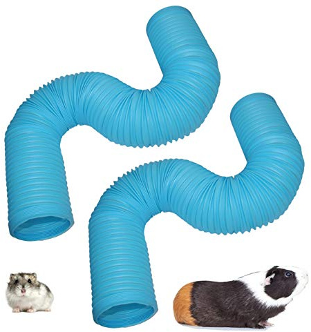 PINVNBY Hamster Fun Tunnels Pet Mouse Plastic Tube Toys Small Animal Foldable Exercising Training Hideout Tunnels for Guinea Pigs,Gerbils,Rats,Mice,Ferrets and Other Small Animals(2 PCS Blue)