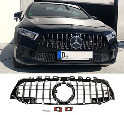 Kühlergrill Schwarz Chrom kompatibel für Mercedes A-Klasse W177 Bj ab 2018 ohne Kamera Loch auf Sport-Panamericana GT DM Autoteile 2724