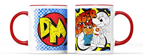 WillowGifts Danger Mouse Mug - Superhero TV Show Kids Cartoon Classic Comic Funny Joke Super Ceramic Handle Idea Heavy Duty Handle Dishwasher and Microwave Safe (Red Handle)