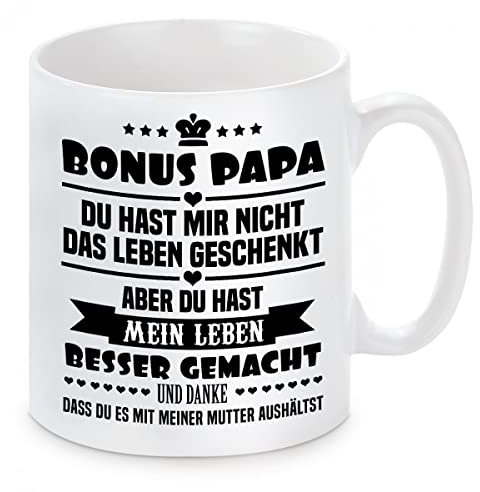 Herzbotschaft Tasse mit Motiv - Bonus Papa - Stiefvater