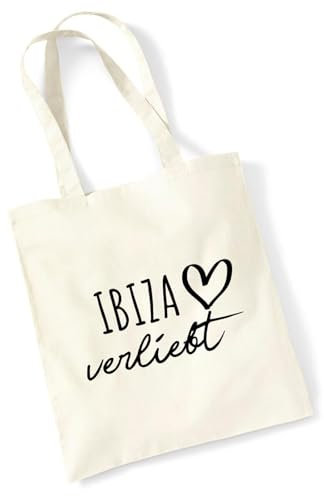 Huuraa Tasche Ibiza verliebt Geschenk 10 Liter Natural Baumwolle Ibiza Accessoire