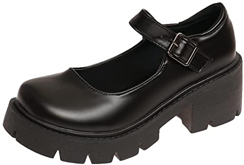 rismart Women's Platform Mary Jane Chunky Heel Round Toe Ankle Strap Lolita Shoes
