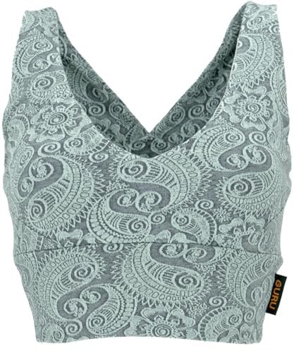 GURU SHOP Bauchfreies Top, Bra Top, Yoga Top aus Bio-Baumwolle - Aqua, Damen, Size:S