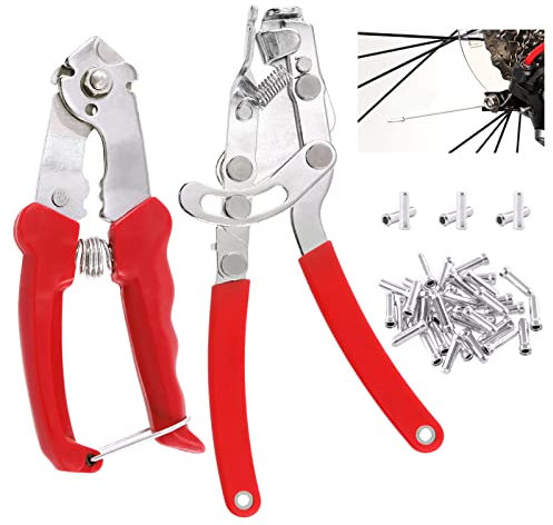 Swpeet 102Pcs Professional Alloy Bike Cable End Caps Cable End Crimps and Stainless Steel Cable Wire and Housing Cutter Scissors with Brake Shifter Gear Cable Caliper Puller Plier Tool