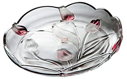 SZWH Früchtekorb Kreative Tulpen-obstschale, Kristallglas-obstteller Für Wohnzimmer, Zuhause, Hotel, Süßigkeiten, Dessert, Obstschale, 11,81 x 1,57 Haus Dekoration