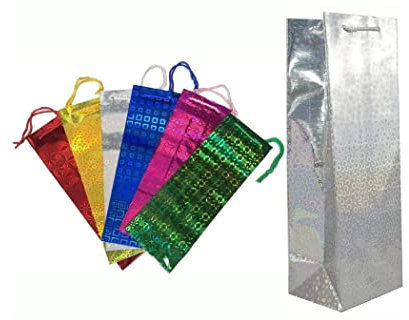WARESHARK 6X Assorted Wine Bottle Gift Bags Champagne Holographic Party Gift Bag