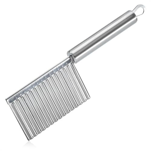 COM-FOUR® couteau ondulé - couteau dentelé en acier inoxydable - couteau à garnir avec bord dentelé - coupeur ondulé pour frites - coupe-légumes dentelé (couleur argent - 1 pièce)