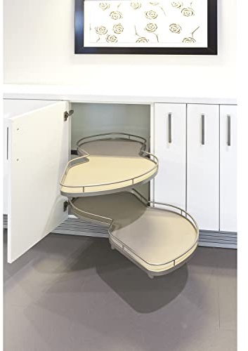 Kesseböhmer 8179210103 seidengold Lemans II Schwenkauszug für Eckschrank inkl. 2 Tablare, Links ausschwenkbar, Flügelbreite 450mm, Stahl/MDF, Breite 450 mm