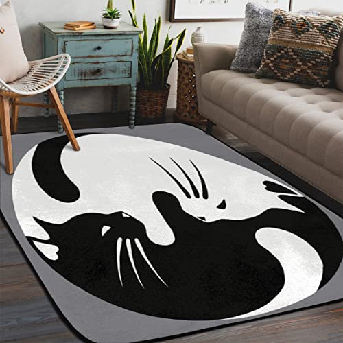 Yin Yang Teppich 122 x 182 cm Yin Yang Lustige Katzen Bereich Teppich Maschinenwaschbar Teppich Teppiche Gro? Indoor Teppiche f¨¹r Wohnzimmer Schlafzimmer Esszimmer