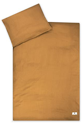 Julius Zöllner Musselin - Kinderbettwäsche 100x135 + 40x60 cm, 2-teiliges Set aus Deckenbezug und Kissenbezug, 100 Prozent Baumwoll-Musselin, mit Reißverschluss, Standard 100 by Oeko-TEX, Zimt