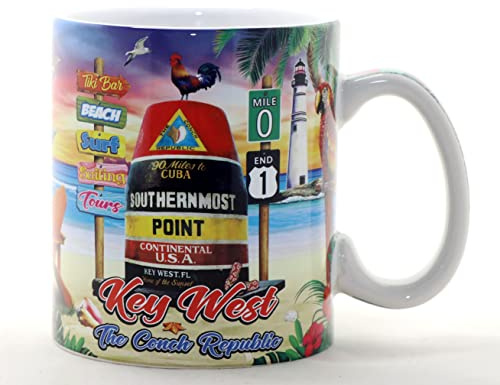 World By Shotglass Key West Kaffeetasse mit Florida-Szene, zum Sammeln, groß, 10,2 cm H x 9,5 cm T), 510 ml