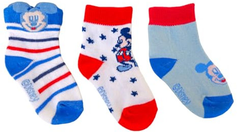 Ellepi Calzini Neonato Disney – Set 3 Paia con Minnie e Topolino, Morbidi in Cotone Naturale (Topolino1, 12-18 Mesi)